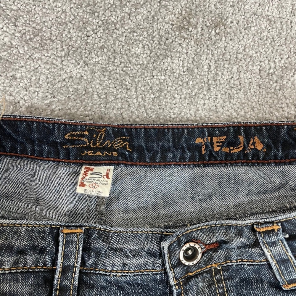Silver Jeans Co Denim Mini Skirt Womens 31 Teja Y2K Low Rise Raw Hem (Tag 29) - Picture 6 of 11